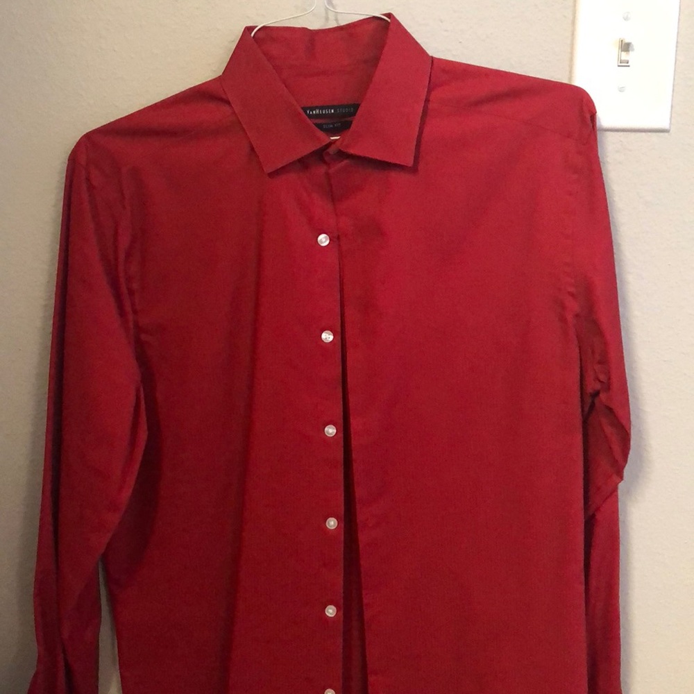 VanHeusen Studio Red Long Sleeve Dress Shirt
